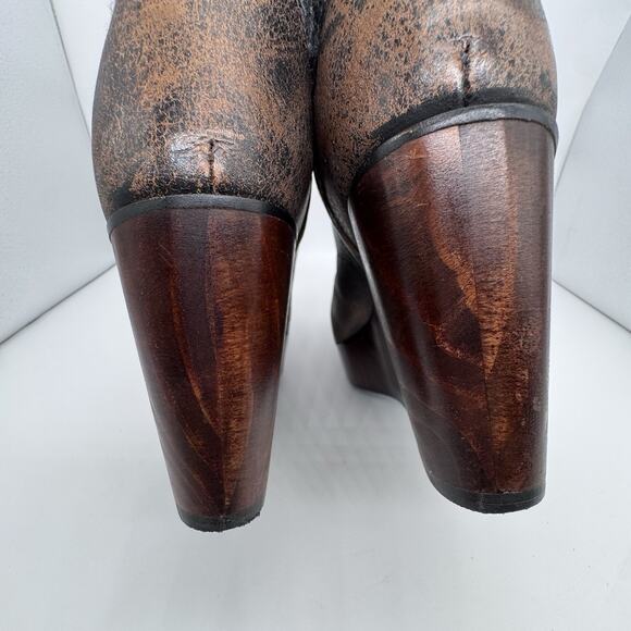 Bed Stu Womens Bruges Boot Bootie Size 9 Distressed Brown Wedge Boho Western - Picture 7 of 15